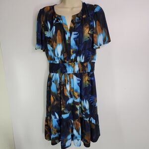 Simply Vera Vera Wang Blue and Orange Flutter Sleeve Sundress NWOT